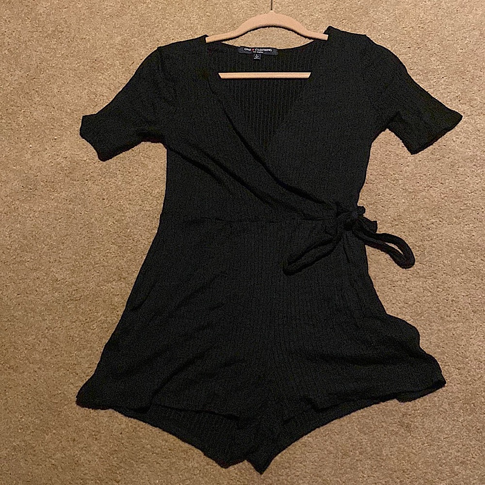 Black Wrap Romper with tie